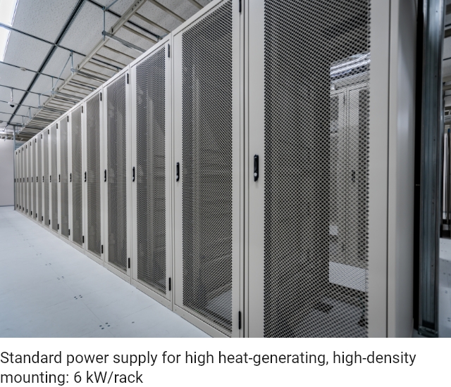 Standard power supply for high heat-generating, high-density mounting: 6kW/rack